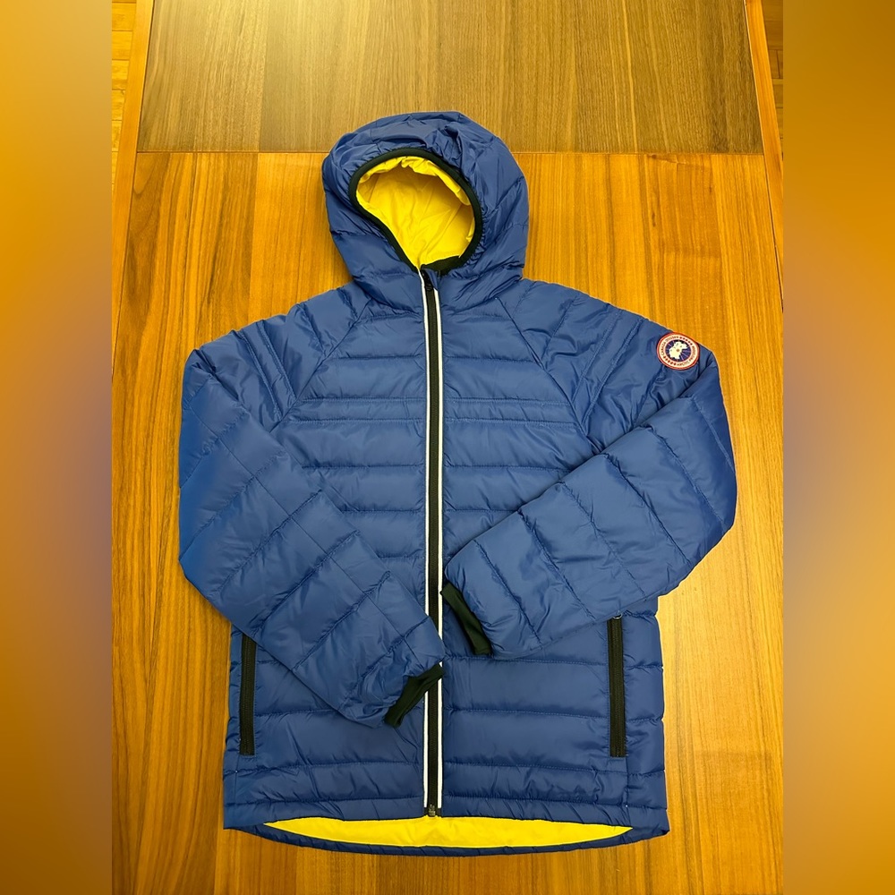 Canada Goose Kids Blue Sherwood Down Hoodie Jacket Size XL